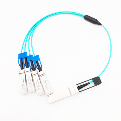 समानांतर ब्रेकआउट सक्रिय ऑप्टिकल केबल 100G QSFP28 से 4x25G SFP28 फैन आउट AOC
