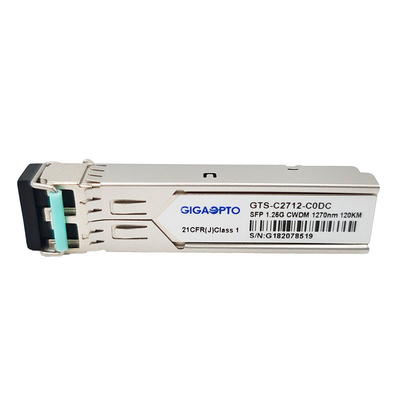 डुप्लेक्स SFP ट्रांसीवर मॉड्यूल 1.25G 1000BASE CWDM 1270 1610nm 120km LC SMF DOM