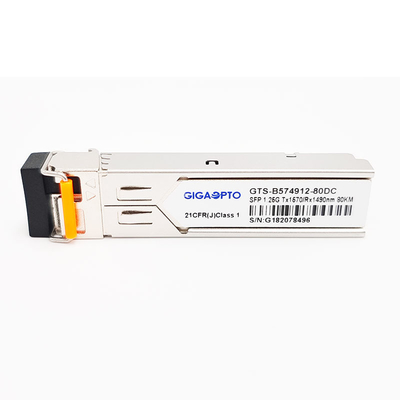 1000BASE-BX 1.25G BiDi SFP ट्रांससीवर मॉड्यूल TX1570nm/RX1490nm 80km LC SMF DOM