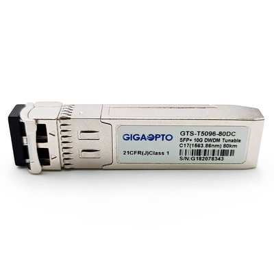 ट्यून करने योग्य 50GHz चरण 10G DWDM सी-बैंड SFP + SMF ट्रांसीवर 80km 1563.86nm-1528.77nm LC DOM