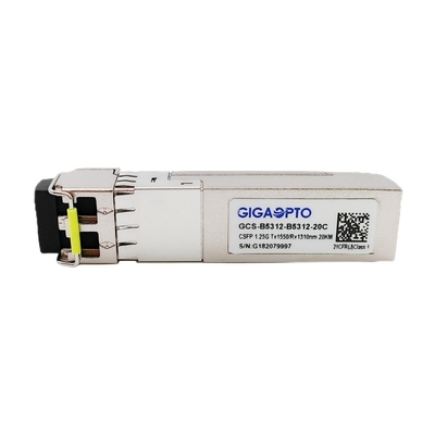 दोहरी 1.25G BIDI CSFP ट्रांसीवर LX TX1550nm RX1310nm SMF 20km Sfp मॉड्यूल सिंगल फाइबर