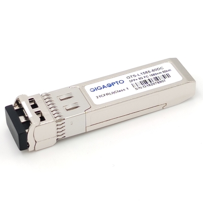 8GFC फाइबर चैनल मॉड्यूल ZW SFP + ट्रांसीवर 80km 1550nm EML SMF LC DOM
