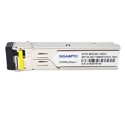 3Gb/S सिंगल मोड BiDi SFP मॉड्यूल TX1550nm RX1310nm 10km वीडियो पैथोलॉजिकल पैटर्न ट्रांसीवर मॉड्यूल DDM MSA
