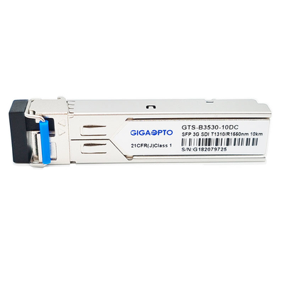 3Gbps MSA डिजिटल वीडियो SFP BiDi 1310nm TX 1550nm RX 10km ट्रांसीवर मॉड्यूल SD/HD/3G-SDI के लिए