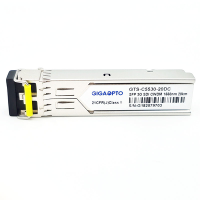 3G SDI HD वीडियो CWDM SFP ट्रांसीवर मॉड्यूल 1270 ~ 1610nm चैनल 20KM LC DOM MSA पिन-आउट