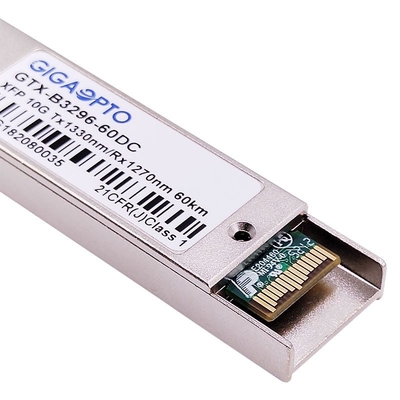 10Gbps XFP WDM ER60 ईथरनेट फाइबर ट्रांसीवर मॉड्यूल 1330nm / 1270nm 60km DOM