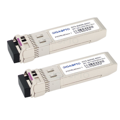 10Gbps सिस्को संगत ट्रांसीवर 1490nm TX / 1550nm SFP-10G-BX80U